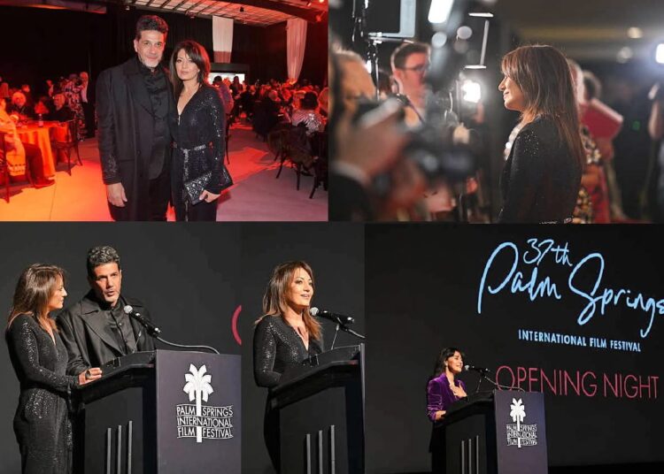 PALM SPRINGS, CALIFORNIA - JANUARY 02: Nabil Ayouch and Maryam Touzani attend the 37th annual Palm Springs international film festival opening night screening "Calle Malaga" and party at Palm Springs High School on January 02, 2026 in Palm Springs, California. (Photo by Vivien Killilea/Getty Images for Palm Springs International Film Society)